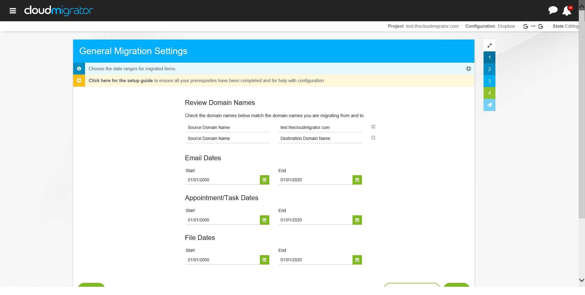 General Migration Settings